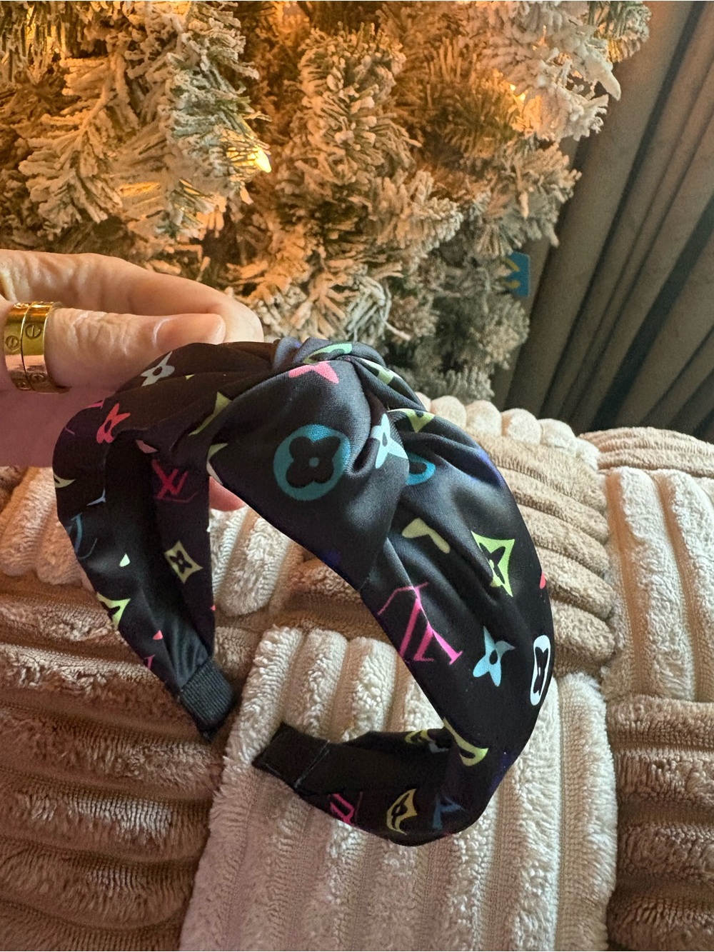 Fashion Black Multicolor Logo Knot Headband